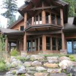 Boulders placed in front of a custom home on Payette Lake